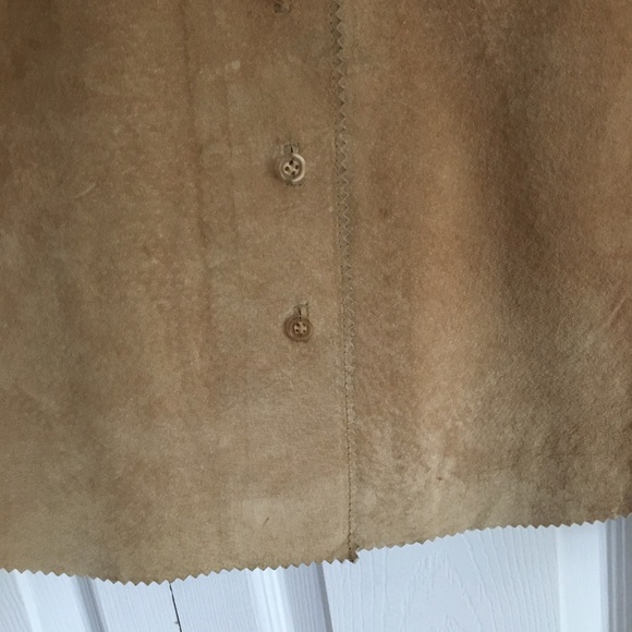 TAN SUEDE LEATHER BLAZER TOP - Picture 5 of 8